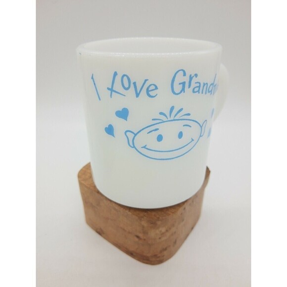 HAZEL ATLAS MILK GLASS I LOVE GRANDMA COFFEE TEA CUP MUG VINTAGE! - Picture 6 of 8